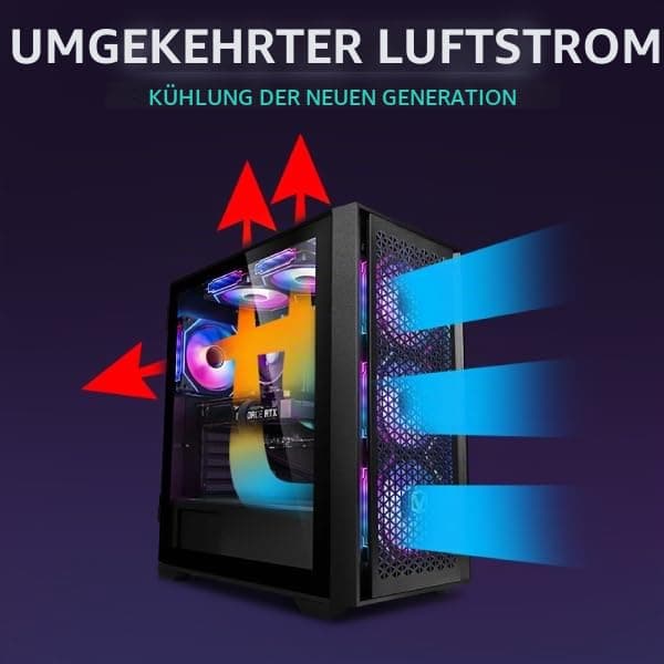 Vibox V-8 Gaming PC Set Komplett • Monitor 23 Zoll • AMD Ryzen 5 5500 6-Kern • Nvidia RTX 3050 6GB • 16GB RAM • 500GB SSD • Windows 11 • WLAN 6 + Bluetooth 5.4 RTX 3050 Schwarz Bild 3