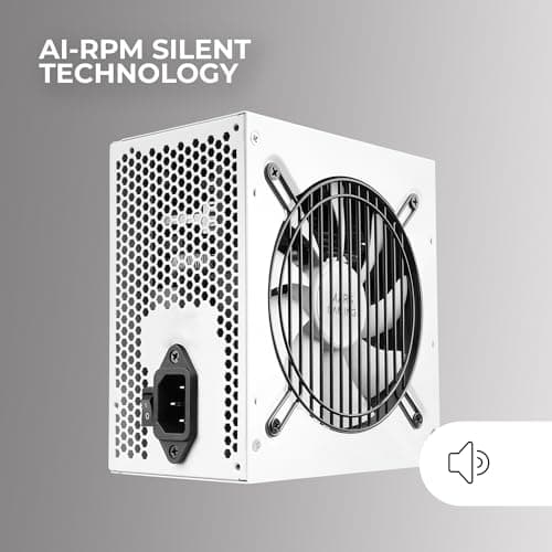 Mars Gaming MPB550, PC-Netzteil 550W ATX, 6 Jahre Garantie, 80Plus Bronze 230V EU, 90% Wirkungsgrad, 120mm FDB Lüfter mit AI-RPM Technologie und Anti-Vibrationssystem, Weiß MPB550W Bild 8