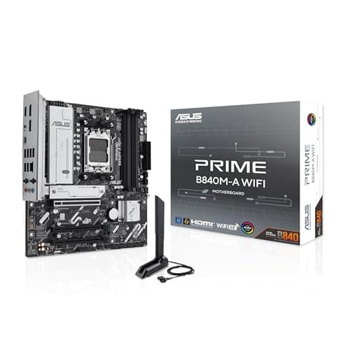 ASUS Prime B840M-A WiFi Mainboard Sockel AMD AM5 (AMD B840, mATX, DDR5 Speicher, 3X M.2, PCIe 4.0, WiFi 6E, Aura Sync)