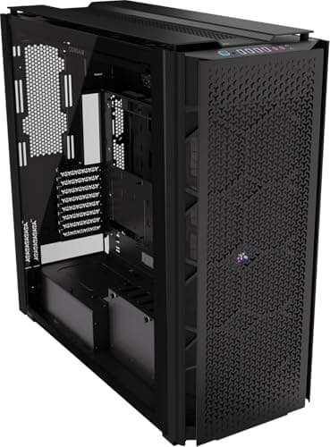 Corsair 9000D RGB Airflow Super Full-Tower-PC-Gehäuse – Geräumige Innenraum – InfiniRail™-Lüfterhalterungssystem – Keine Ventilatoren Inbegriffen – iCUE LINK-System-Hub Inbegriffen – Schwarz Bild 2