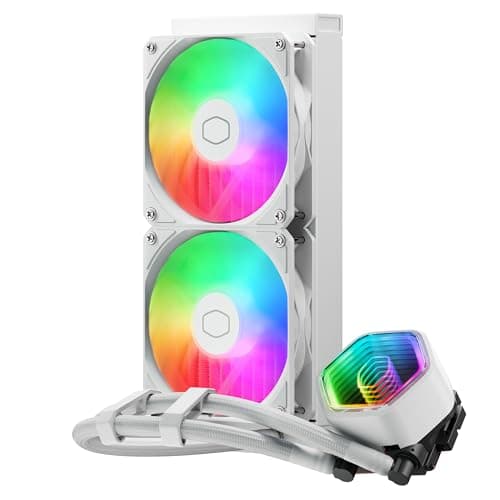 Cooler Master MasterLiquid 240 Core II Wasserkühlung – 240mm AIO Wasserkühlsystem (max. 260 W TDP), GR9-Doppelkammerpumpe, verbesserte ARGB-Gen-2-Lüfter, schnell montierbare AMD- und Intel-Kits – Weiß CORE II 240/White Ed. Bild 2