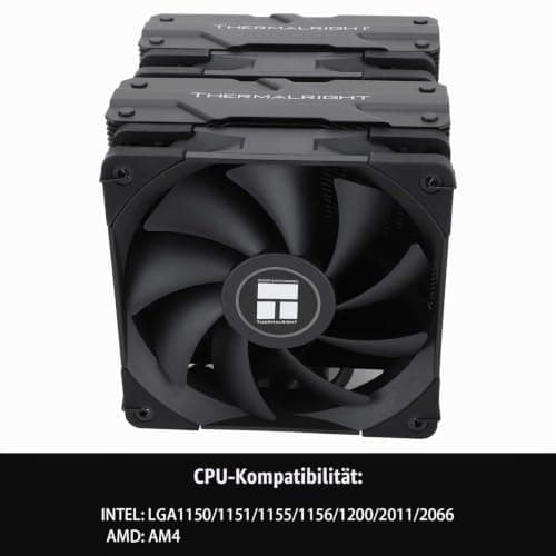 Thermalright Peerless Assassin 120 Black CPU-Luftkühler, 6 Heatpipes, zwei 120mm C12B PWM Lüfter, Aluminium-Kühlkörperabdeckung, AGHP-Technologie, für AMD AM4/Intel LGA 1700/1150/1151/1200/2066/2011 PA120 BLACK Bild 6