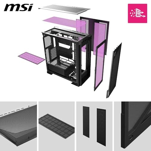 MPG Velox 300R Airflow PZ - Mid Tower Gaming-PC-Gehäuse - 160 mm Dual-Layer-Lüfter - Unterstützt Radiatoren mit bis zu 360 mm - Einfache DIY-Funktionen - Unterstützt Back-Connect Mainboards Bild 6