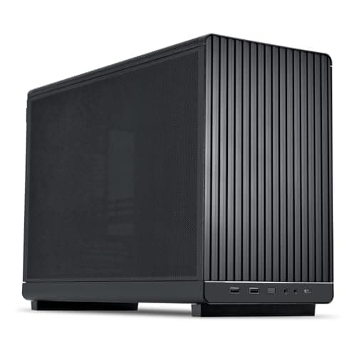 Lian Li DAN Cases A3-mATX PC-Gehäuse, anpassbares Layout, 415 mm GPU-Freiraum, unterstützt bis zu 360 mm Radiatoren, Stahl, Kunststoff, Schwarz