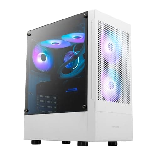 GAMDIAS ATX Mid-Tower Gaming-PC-Gehäuse, Enthält 3 x 120 mm ARGB-Lüfter, High Airflow Mesh Front, Gehärtetes Glas-Seitenteil, PSU-Abdeckung, Weiß TALOS E3 MESH WH Bild 2