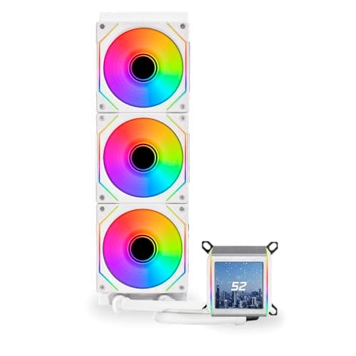 Lian Li Galahad LCD AIO CPU-Kühler, Hochleistungs-ARGB-Lüfter, LCD-Bildschirm, 45-Grad-Anschlüsse, Asetek-Pumpe der 8. Generation, 280mm, Weiß Bild 2