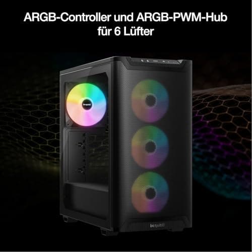 be quiet! Pure Base 501 LX Black PC-Gehäuse, 4 vorinstallierte Light Wings PWM-Lüfter, ARGB-Beleuchtung, ARGB-Controller und PWM-Hub, hoher statischer Druck, USB 3.2 Gen. 2 Type C, geräumiges Design Bild 8