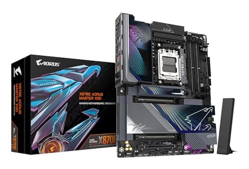 GIGABYTE X870E AORUS Master X3D Mainboard - Unterstützt AMD Ryzen 9000 CPUs, digitales 18+2+2-Phasen-VRM, bis zu 9000MHz DDR5 (O.C.), 2xPCIe 5.0 + 3xPCIe 4.0, Wi-Fi 7, 10GbE LAN, USB 4