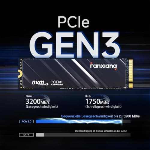 fanxiang 1TB NVMe SSD, M.2 SSD PCIe Gen3 QLC Gaming Solid State Laufwerk mit SLC Cache, 3200MB/s Lesen, 1750 MB/s Schreiben, Interne SSD Festplatte für PC Laptop Datenübertragung S501Q Bild 4