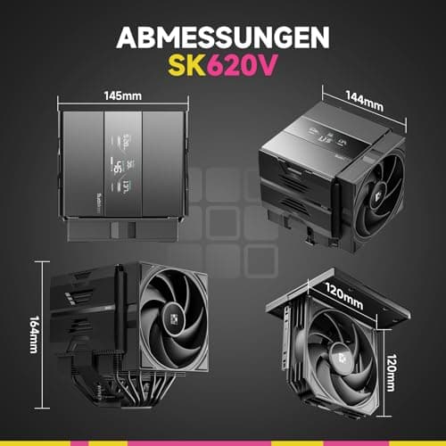 Sudokoo SK620V CPU Kühler : AM5 Exklusiv, CPU Cooler mit Digital Display, Prozessorlüfter mit 2 x 120mm PWM PC Lüfter FDB, 6 Heatpipes, Dual Tower, Werkzeuglose Lüftermontage, RAM-Kompatibilität Bild 8