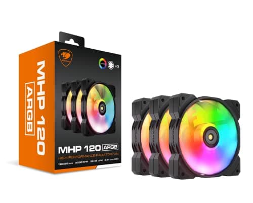 COUGAR MHP 120 Hoch Leistungslüfter für PC-Gehäuse, Wasserkühlung (3 Fan Pack, ARGB)