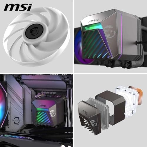 MSI MAG CORELIQUID A15 360 AIO CPU Liquid Cooler - Kupfersockel mit voller Abdeckung, verbessertes Wasserkanaldesign, ARGB GEN2, CycloBlade 9 Lüfter, Split-Flow Radiator, Lüfter mit Rifle-Lager Bild 8