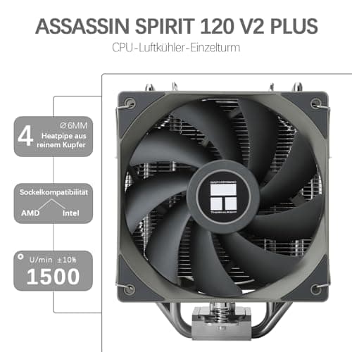 TR-Thermalright Assassin Spirit 120 V2 PLUS CPU Kühler, Doppel-Leise-Lüfter CPU Luftkühler, 1500 U/min, kompatibel mit Intel LGA1851/1700/1150/1151/1200 & AMD AM5/AM4 Bild 4