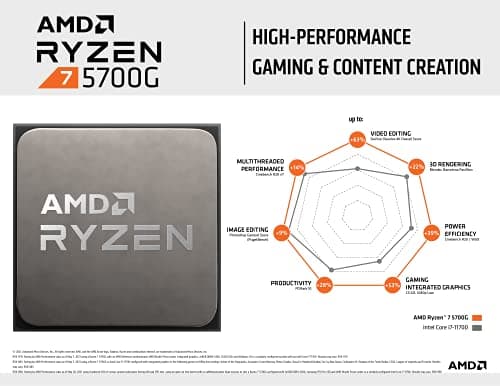 AMD Ryzen 7 5700G Prozessor (intergrierte Radeon Grafik, 8 C/16 T, 65W TDP, AM4 Sockel, 20MB cache, Bis zu 4.6 Ghz max boost, wraith stealth Kühler) Ryzen 7 5700G Radeon Bild 8