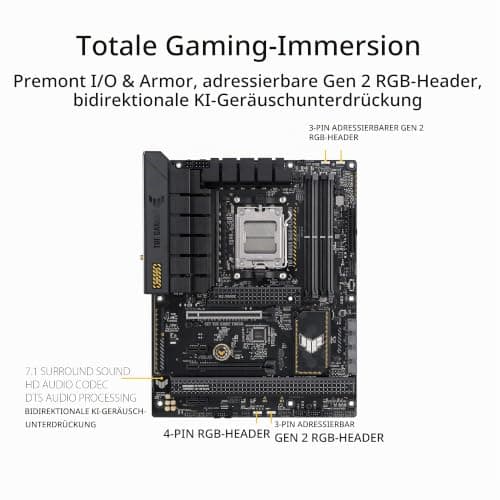 ASUS TUF Gaming B650-PLUS WiFi Socket AM5 (LGA 1718) Ryzen 7000 ATX Gaming Motherboard (14 Leistungsstufen, PCIe® 5.0 M.2 Unterstützung, DDR5 Speicher, WiFi 6, USB4® Unterstützung und A. ura Sync) Bild 8
