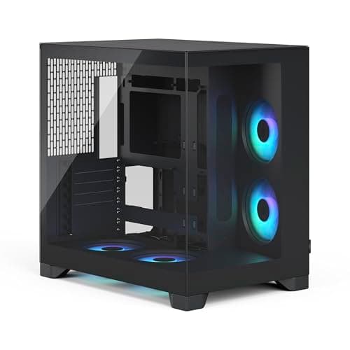 Fractal Design Pop 2 Vision Black RGB PC‑Gaming‑Gehäuse mit Panoramaglas – Dual‑Kammer‑Design – 4 RGB‑Reverse‑Lüfter – ATX/E‑ATX/mATX/ITX Bild 2