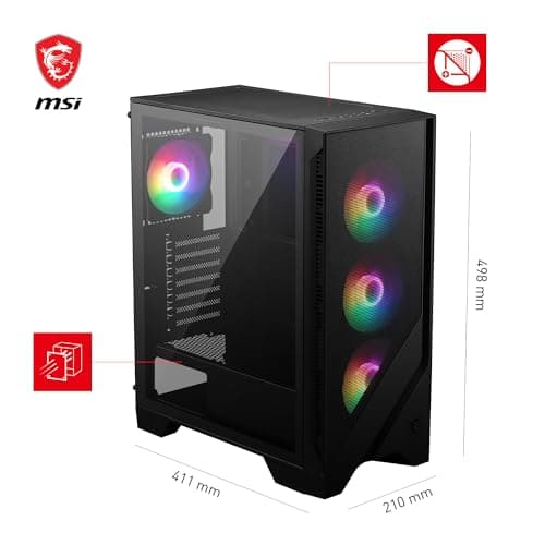 MSI MAG Forge 120A Airflow Mid-Tower PC-Gehäuse - ATX Kapazität, RTX 40 GPU Unterstützung, Auto-RGB Lüfter, magnetische Staubfilter, gehärtetes Glas, USB 3.2 Generation 1 Typ-A Bild 6