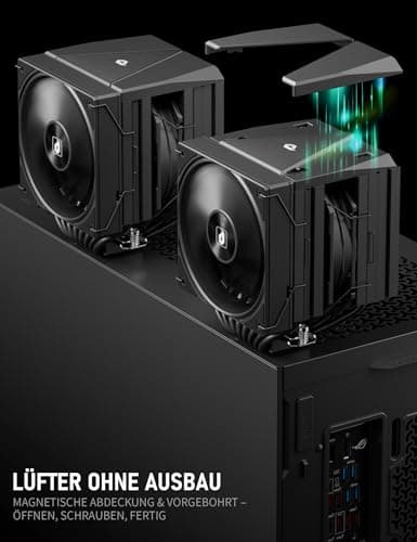 upHere UE2 Elite T8 CPU Kühler 120mm,Dual-Tower mit 8 Heatpipes,TDP 280W,Prozessorlüfter für AM5/AM4/AM3 Intel 1851/1700/115x/1200,Leiser PC Kühler UE2 Elite T8-Weiß Bild 7