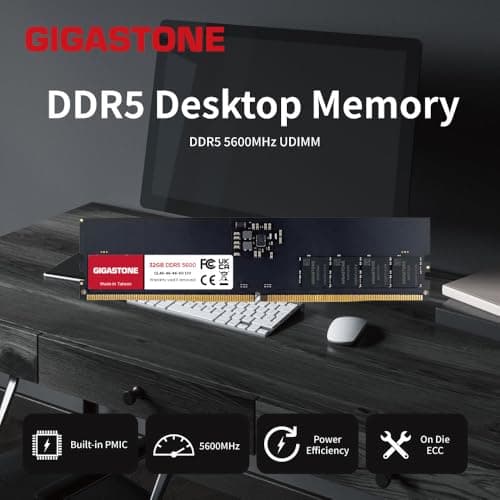 【DDR5 RAM】 GIGASTONE 64GB Kit(2x32GB) DDR5 5600MHz PC5-44800 CL 46-46-46-90 1.1V UDIMM 288Pin Nicht-ECC ungepuffert PC Desktop Hochleistung Hochleistung Arbeitsspeicher Upgrade Bild 4