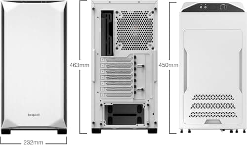 be quiet! Pure Base 500 Window White PC-Gehäuse, 2X Pure Wings 2 140mm Lüfter, Airflow und Silence optimierte Topcover, Radiatoren bis 360mm, Templerglas Bild 4