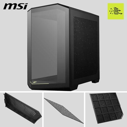 MSI MAG PANO 100R PZ ATX PC-Gehäuse - ATX-Kapazität & Back-Connect Mainboard Unterstützung, Vertikale GPU-Halterung, GPU-Halterung, Staubfilter, Doppelkammer, USB 20Gbps Typ-C Bild 6