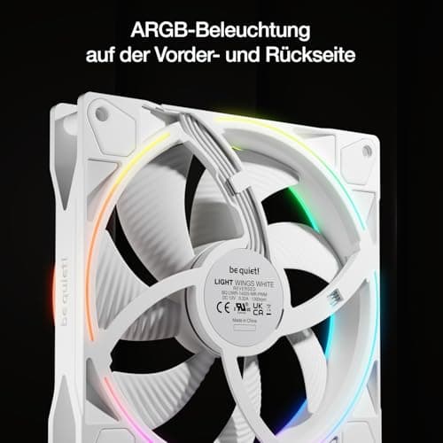 be quiet! Light Wings 140mm PWM Reverse White, 7 invertierte Lüfterblätter, hoher Airflow, ideal für die Seite oder am Boden des Gehäuses, ARGB-Beleuchtung, vielzählige Farben, sehr leiser Betrieb Bild 8