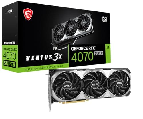 MSI Gaming RTX 4070 Super 12G Ventus 3X OC Grafikkarte (NVIDIA RTX 4070 Super, 192-Bit, Extreme Clock:2520MHz, 12GB GDRR6X 21Gbps, HDMI/DP, Ada Lovelace Architecture)