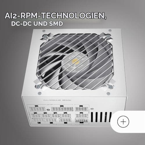 Mars Gaming MPB1000SIM, Vollmodulares ATX 1000W-Netzteil, 7 Jahre Garantie, 80Plus Gold 90%, SI Extreme Silence 140mm-Lüfter, AI2-RPM-Technologien, Japanische Kondensatoren, Weiß MPB1000SIMW Bild 8