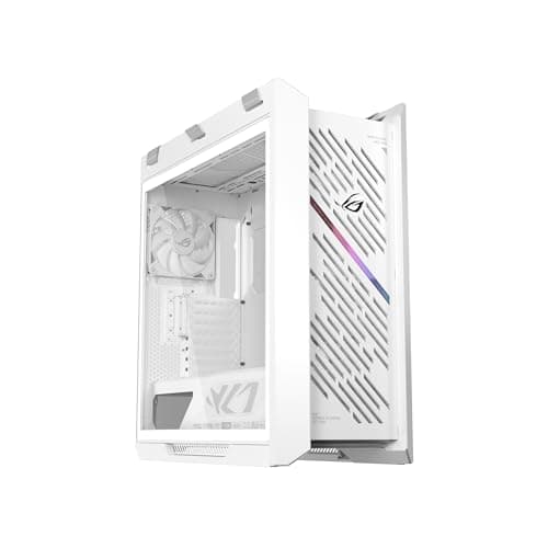 ASUS ROG Strix Helios II EATX Mid-Tower White Gaming PC Gehäuse (Seitenteile aus gehärtetem Glas, 4X vorinstallierte 140 x 28 mm Lüfter, GPU bis zu 450 mm, 420-mm-Radiatorhalterung) | Weiß