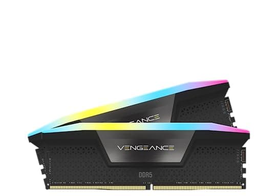 CORSAIR Vengeance RGB DDR5 RAM 96GB (2x48GB) Bis zu 6800MHz CL40 Intel XMP 3.0 Desktop-Arbeitsspeicher – Schwarz (CMH96GX5M2B6800C40) Bild 2