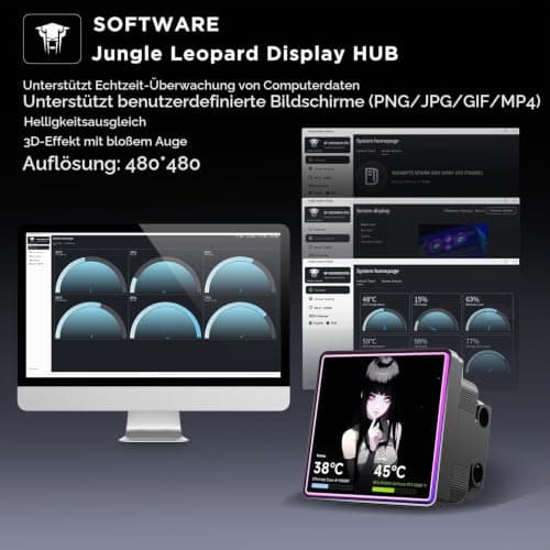 TZMRIT PF360-SE Aio Wasserkühlung 360mm mit 4'' LCD Screen Display,ARGB Infinity Mirror 2000RPM PWM Lüfter,für AM4/AM5& Intel LGA1851/1700 (BK) Black Bild 6