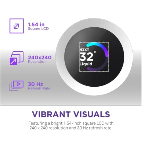 NZXT Kraken Plus 360 RGB – AIO CPU-Flüssigkeitskühler – Anpassbares LCD-Display – Hochleistungs-Lüfter – Kompatibel mit Intel® & AMD® Sockel – Weiß Kraken Plus RGB 2025 360mm Weiß Bild 7