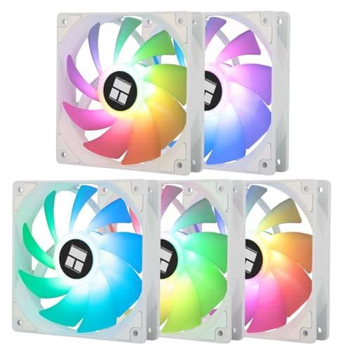 TR TL-C12CW-S X5 CPU Luftkühler 120mm ARGB Gehäuse-Lüfter, PWM leiser Computer-Lüfter mit S-FDB-Lager, bis zu 1550 U/min Kühlgeschwindigkeit Ventilator, PC-Kühlventilator, 5-Lüfter-Set, Weiß Bild 2