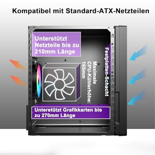 Micro-ATX PC-Gehäuse Mini-Tower SPCC 0,8mm ohne Lüfter Kompaktgehäuse MATX/Mini-ITX Home-Office kühlbar HDD/SSD Halter pc case Bild 6