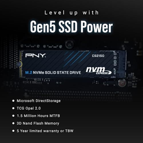 PNY CS2150 4TB Gen5 SSD PCIe NVMe M.2 2280 – Bis zu 9.200 MB/s Lesen – KI-Anwendungsbereit, ideal für Gaming, Foto-/Videobearbeitung, anspruchsvolle Workstations – Internes Solid-State-Laufwerk Bild 6