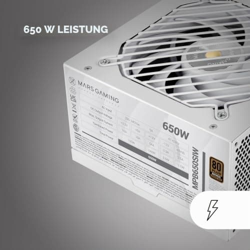 MARSGAMING MPB650SI, PC-ATX-Netzteil 650W, 7 Jahre Garantie, 80Plus Bronze 230V, 90% Effizienz, SI Extreme Silence Lüfter mit Kupferkern, AI2-RPM-, DC-DC- und SMD-Technologien, Weiß Bild 8