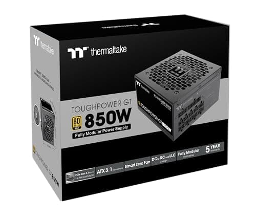 Thermaltake Toughpower GT 850W Netzteil | ATX 3.1 | 80 Plus Gold | vollmodular | PCIe 5.1 12V-2x6 (12+4) | Smart Zero Fan sehr leise | 5 Jahre Garantie | Schwarz Bild 8