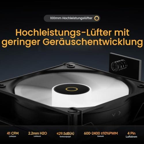 Gamma A40 BK CPU Kühler,100mm PWM Lüfter,133mm Höhe Single Tower Computer Kompakt CPU Luftkühler,4 Kupfer Direktkontakt Heatpipes,für Intel LGA 115X/1200/1700/1851 &AMD AM4/AM5 Bild 6