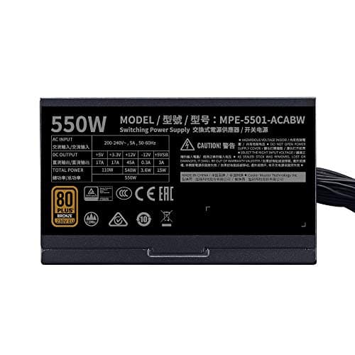 Cooler Master MWE 550 Bronze 230V V2, PC-Netzteil (EU-Stecker), 80 PLUS Bronze, temperaturempfindlichen HDB-Lüfter, DC-DC + LLC-Schaltung mit + 12V-Schiene, nicht modular Bild 6
