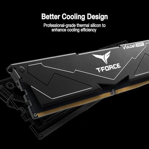 TEAMGROUP T-Force FLBD564G6000HC38JDC01 Vulcan DDR5 64GB (2x32GB) 6000MHz (PC5-48000) CL38 Intel XMP 3.0 & AMD Expo kompatibles Desktop-Speichermodul RAM Schwarz 64GB(32GBx2) DDR5 6000MHz 38-46-46-84 Schwarz Bild 8