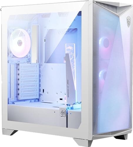 MSI MPG GUNGNIR 300R Airflow White Mid-Tower PC-Gehäuse - E-ATX Kapazität, Grafikkartenständer, schaltbare Halterung, ARGB-PWM-Lüfter, Staubfilter, Kabelführung, USB 3.2 Gen 2x2 Typ-C Bild 4
