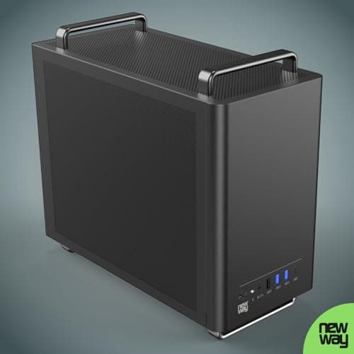 NEWWAY - NC1 Tragbares Mini-Tower-PC-Gehäuse - Kompatibel mit Mini-ITX, ITX, Micro-ATX - Typ C USB - 1 x Lüfter inklusive 9MM 3 PIN Molex - Metallgitterwand (Schwarz) Bild 8