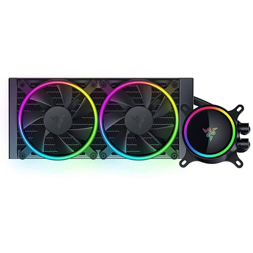 Razer Hanbo Chroma RGB - CPU Flüssig-Kühler mit AIO Liquid Cooler 2x 240mm Lüfter (9-pin Anschluß, Chroma RGB Lüfter, aRGB Pump Cap) Schwarz Bild 2