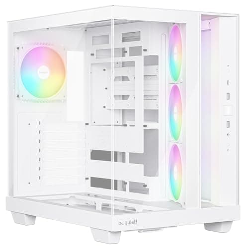 be quiet! Light Base 500 LX White PC-Gehäuse, vollständig verglaste Front- und Seitenpaneele, Show Case, Dual Chamber Design, ARGB-Lüfter-Hub, 4 Light Wings LX PWM-Lüfter rückseitiges Anschlussdesign