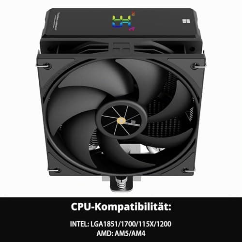 TR-Assassin X 120R Digital Black CPU Cooler Air mit 4X6mm Wärmeleitpaste, digitalem Display-Oberteil, PWM-Lüfter-Wärmekörper-Prozessorkühler, 151mm hoch AX120R D BLACK Bild 6