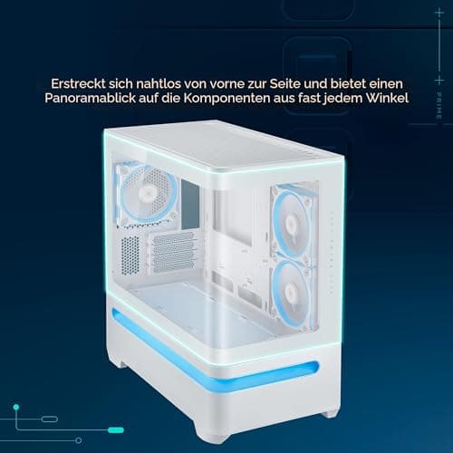 ASUS Prime AP202 ARGB White mATX PC Gehäuse (gebogenes Panorama Glaspanel, Aura Sync ARGB, GPU bis zu 420 mm, Installation von bis zu neun 120-mm-Lüftern, patentiertes Airflow-Design, Slot-Vent, Weiß) Bild 4