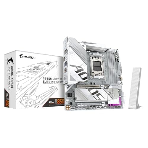 GIGABYTE B850M AORUS Elite WIFI6E Ice Motherboard - AMD Ryzen 9000 Series CPUs, 12+2+1 Phasen Digital VRM, bis zu 8200MHz DDR5 (OC), 1xPCIe 5.0 + 1xPCIe 4.0 M.2, 2.5 LAN, WiFi 7, USB 3.2 Gen 2
