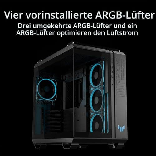 ASUS TUF GAMING GT502 Horizon TG ARGB Black modulares Zweikammer-Gehäuse (Panoramadesign, 4 vorinstallierte ARGB-Lüfter, Front Panel High-Speed USB Type-C, schwarz) Bild 8