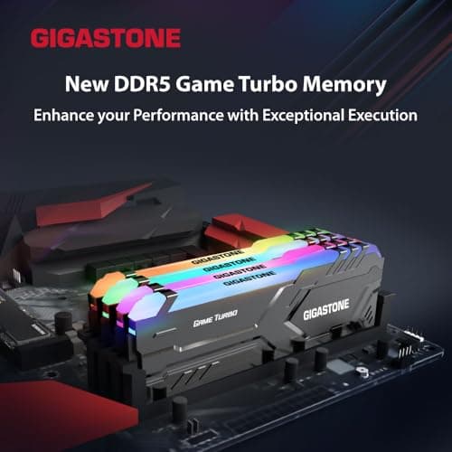 【RGB DDR5 RAM】 GIGASTONE Game Turbo 64GB Kit (2x32GB) DDR5-5600MHz PC5-44800 CL40-40-40-76 Intel XMP 3.0 AMD Expo 1.2V UDIMM 288 Pin Unbuffered NNicht-ECC ungepuffert Desktop Arbeitsspeicher - Black Bild 4