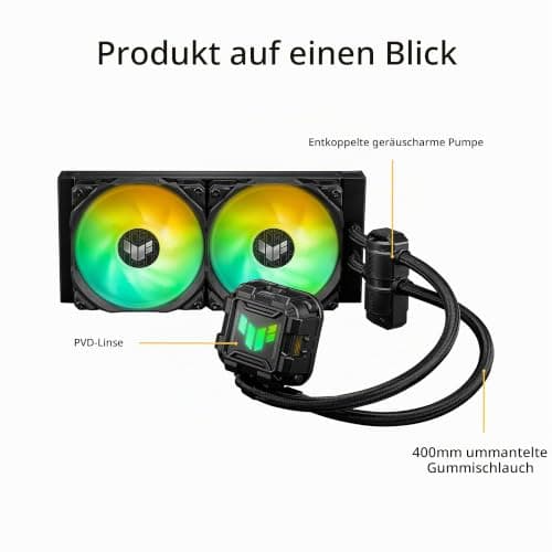 ASUS TUF Gaming LC II 240 ARGB All-in-One-Flüssig-CPU-Kühler (Aura Sync Beleuchtung, 2x TUF Gaming 120mm ARGB-Radiatorlüfter, schwarz) Bild 4